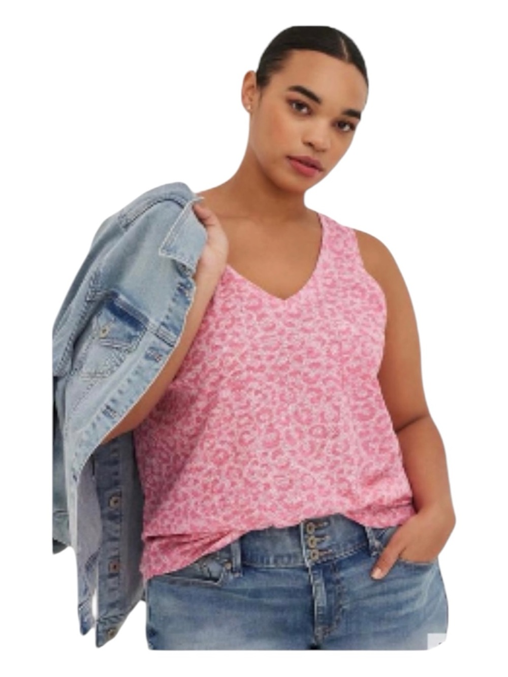 Torrid  Hot Pink & White Leopard Print Tank V-Neck Sz 1X 14-16 NWT